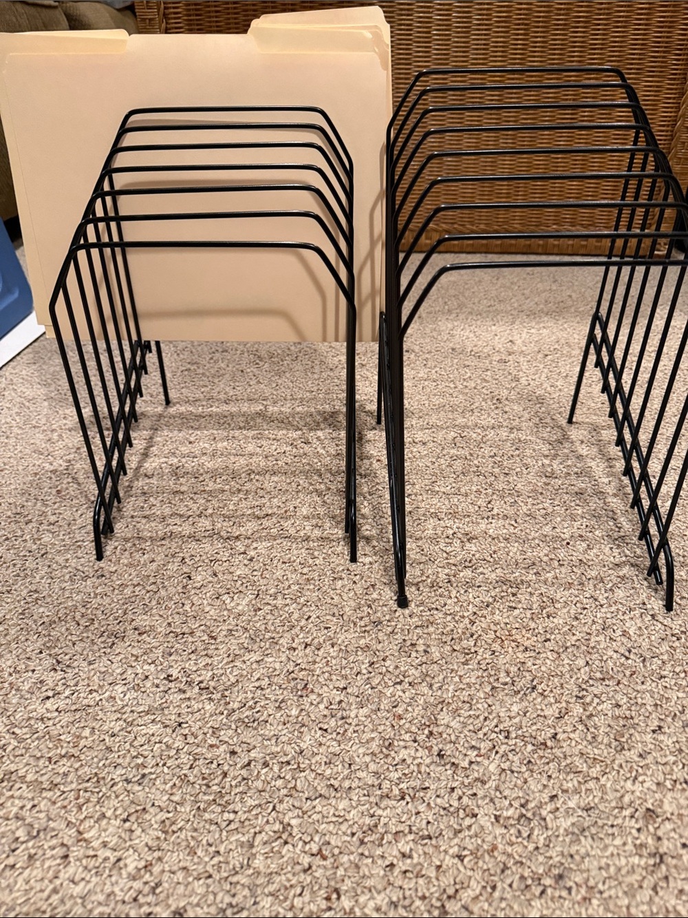 Black Metal File Sorter Racks - Set of 2 with 30 folders